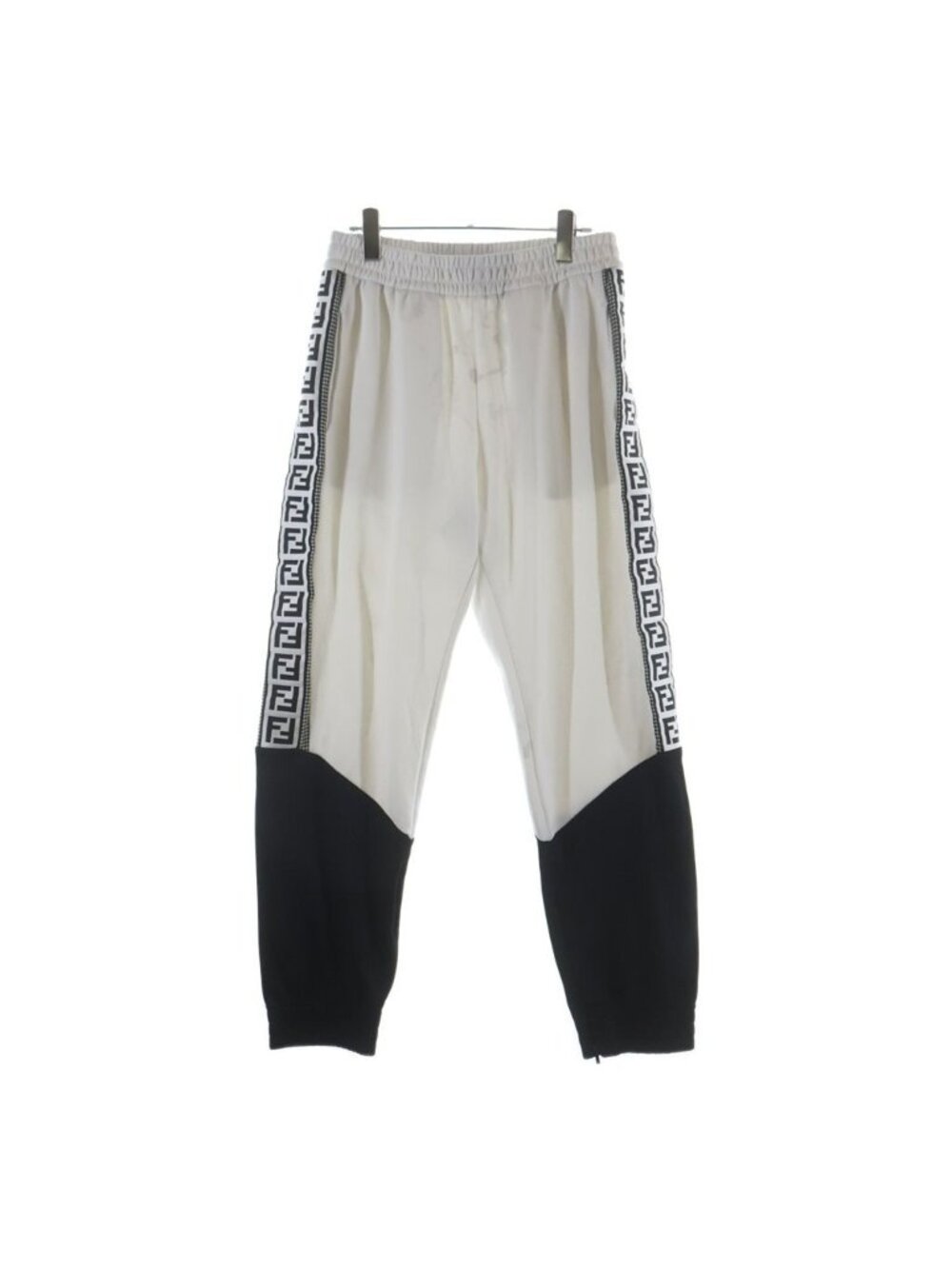Fendi Zucca Pattern Pants White Black